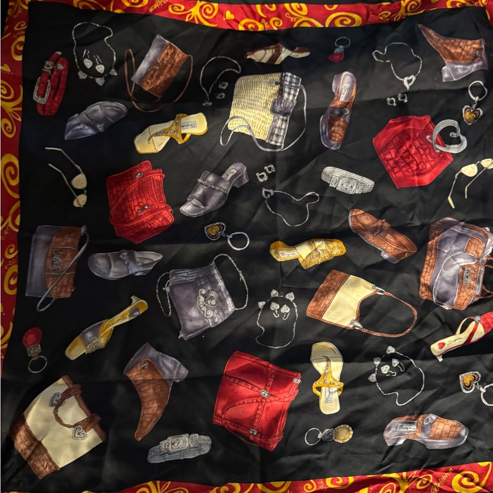 Brighton 21x21 Red, Yellow & Black with Purse & Shoes Silk Scarf